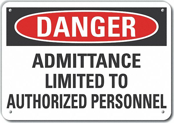 Reflective  Authorized Personnel Danger Sign: Aluminum, Mounting Holes Sign Mounting, Engineer Grade