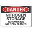 Danger: Nitrogen Storage No Smoking No Open Flames Signs