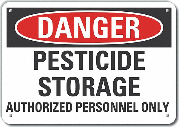 Reflective  Pesticide Danger Sign: Aluminum, Mounting Holes Sign Mounting, Engineer Grade, Danger