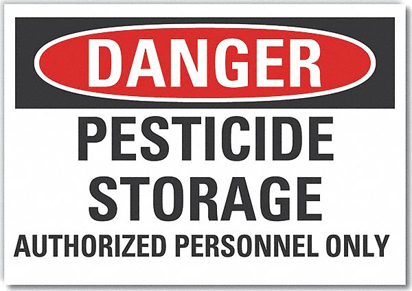  Pesticide Danger Label: Polyester, Adhesive Sign Mounting, 10 in x 14 in Nominal Sign Size, Danger