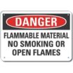 Danger: Flammable Material No Smoking Or Open Flames Signs