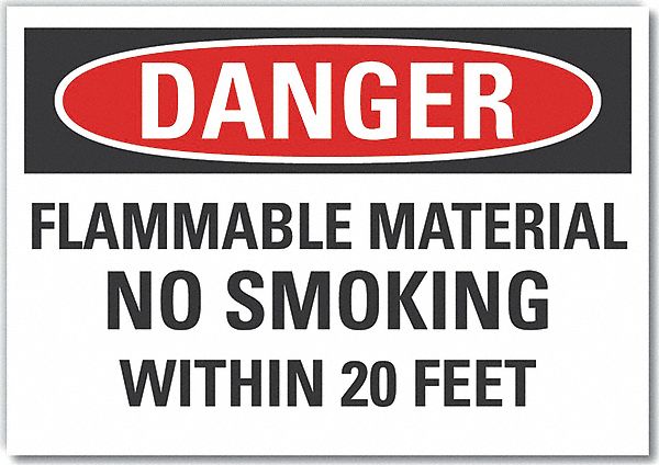  Flammable Material Danger Label: Polyester, Adhesive Sign Mounting, 5 in x 7 in Nominal Sign Size