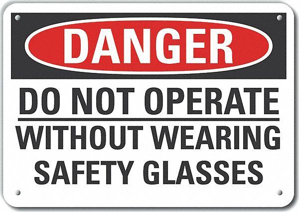 Plastic Eye Danger Sign, 10x14in, Plastic