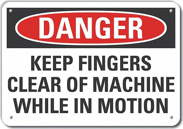 Reflective  Keep Hands Clear Danger Sign: Aluminum, Mounting Holes Sign Mounting, Engineer Grade
