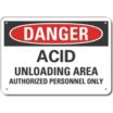 Danger: Acid Unloading Area Authorized Personnel Only Signs