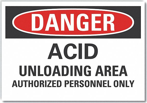  Acid Danger Label: Polyester, Adhesive Sign Mounting, 3 1/2 in x 5 in Nominal Sign Size