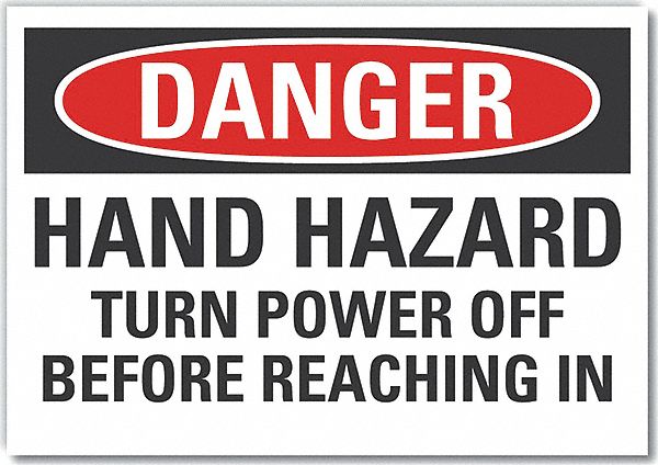  Machine & Operation Danger Label: Polyester, Adhesive Sign Mounting, 7 in x 10 in Nominal Sign Size