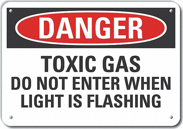 Reflective  Toxic Materials Danger Sign: Aluminum, Mounting Holes Sign Mounting, Engineer Grade