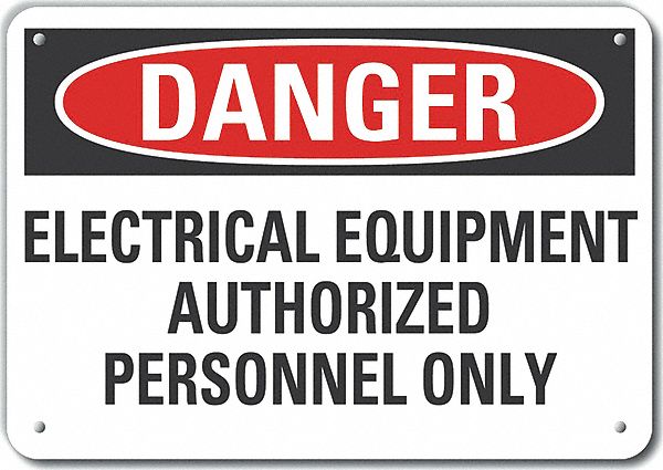 Reflective  Electrical Equipment Danger Sign: Aluminum, Mounting Holes Sign Mounting, Engineer Grade