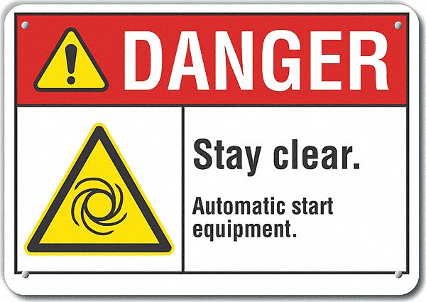 Reflective  Stay Clear Danger Sign: Aluminum, Mounting Holes Sign Mounting, Engineer Grade