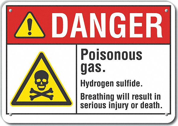 Reflective  Poisonous Gas Danger Sign: Aluminum, Mounting Holes Sign Mounting, Engineer Grade