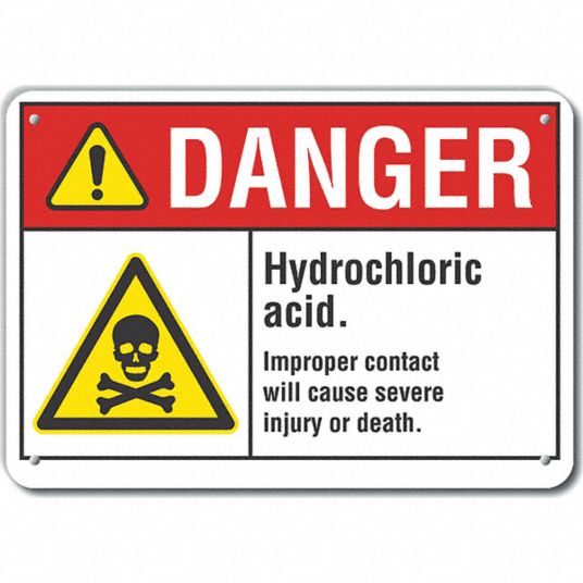 Danger: Acid Sign - OSHA, 14 x 10 Vinyl Permanent Adhesive (.0034)