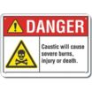 Danger: Caustic. Will Cause Severe Burns, Injury Or Death. Signs