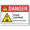 Danger: Crane Overhead. Proceed With Caution. Signs