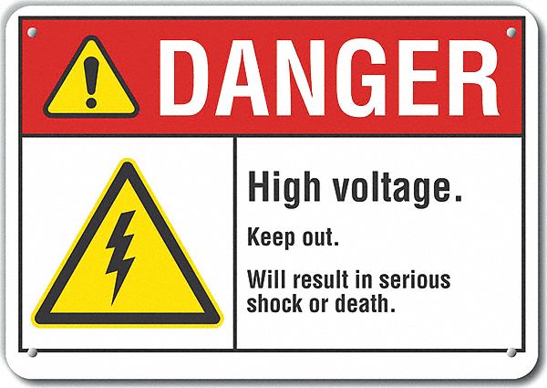 High Voltage Danger Reflective Label: Reflective Sheeting, Adhesive Sign Mounting, Engineer Grade
