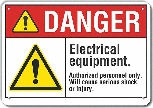 Reflective  Electrical Equipment Danger Sign: Aluminum, Mounting Holes Sign Mounting, Engineer Grade