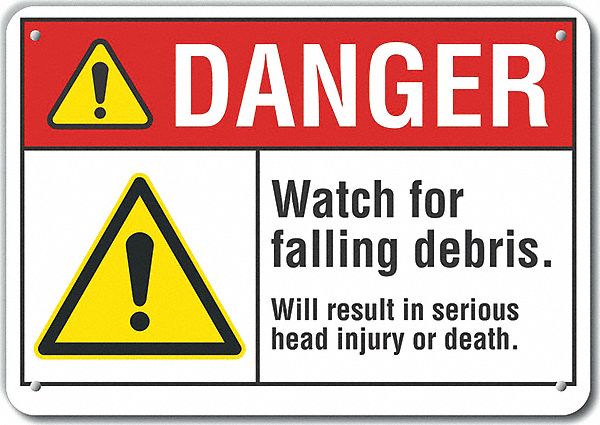 Reflective  Construction Area Danger Sign: Aluminum, Mounting Holes Sign Mounting, Engineer Grade