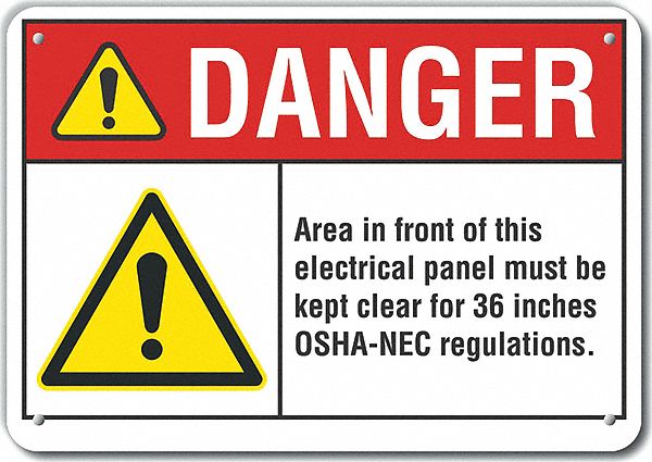 Reflective  Electrical Panel Danger Sign: Aluminum, Mounting Holes Sign Mounting, Engineer Grade