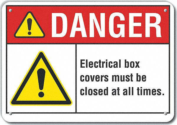 Reflective  Electrical Panel Danger Sign: Aluminum, Mounting Holes Sign Mounting, Engineer Grade