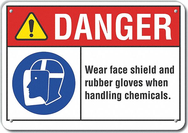 Reflective  Eye & Hand  Danger Sign: Aluminum, Mounting Holes Sign Mounting, Engineer Grade