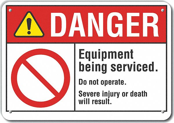 Reflective  Machine & Operation Danger Sign: Aluminum, Mounting Holes Sign Mounting, Engineer Grade