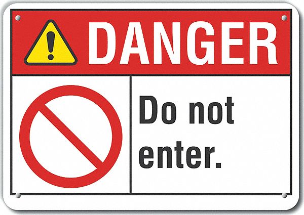 Reflective  Exit & Entrance Danger Sign: Aluminum, Mounting Holes Sign Mounting, Engineer Grade