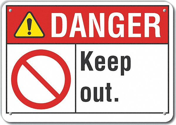 Reflective  Keep Out Danger Sign: Aluminum, Mounting Holes Sign Mounting, Engineer Grade