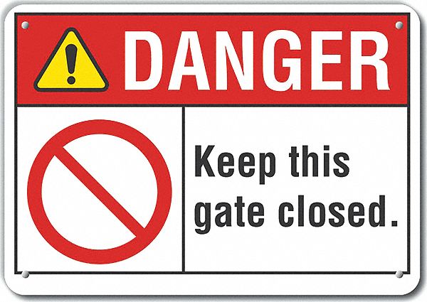Reflective Gate Operation Danger Sign: Aluminum, Mounting Holes Sign Mounting, Engineer Grade