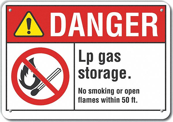 Reflective  No Smoking Danger Sign: Aluminum, Mounting Holes Sign Mounting, Engineer Grade, Danger