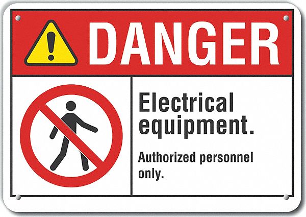 Reflective  Electrical Equipment Danger Sign: Aluminum, Mounting Holes Sign Mounting, Engineer Grade