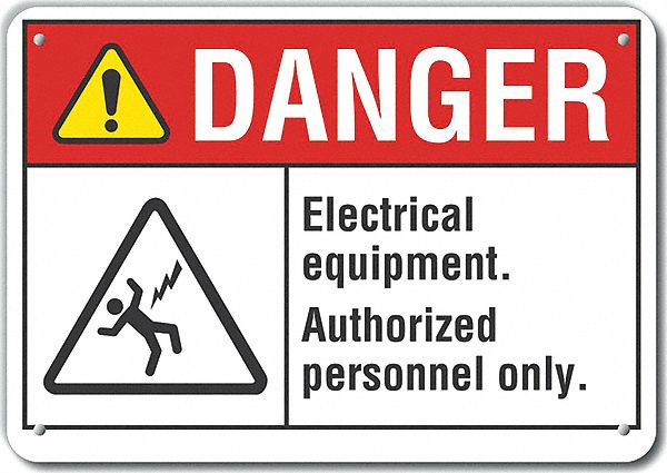 Reflective  Electrical Equipment Danger Sign: Aluminum, Mounting Holes Sign Mounting, Engineer Grade