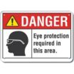 Danger: Eye Protection Required In This Area. Signs