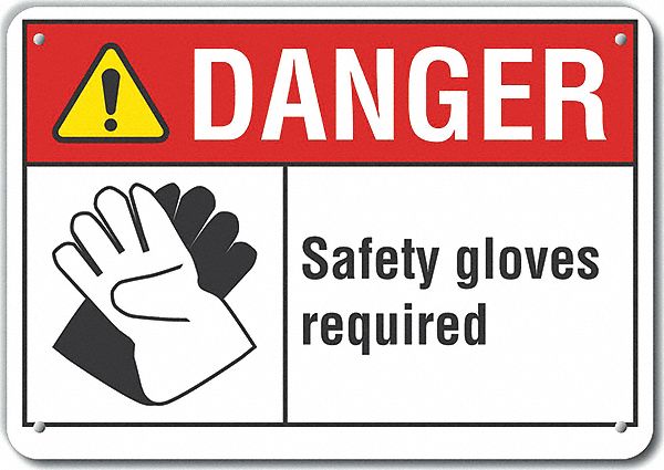 Reflective  Hand  Danger Sign: Aluminum, Mounting Holes Sign Mounting, Engineer Grade, 0.04 in Thick