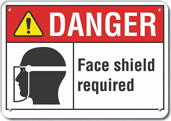 Reflective  Face Mask Danger Sign: Aluminum, Mounting Holes Sign Mounting, Engineer Grade, Danger