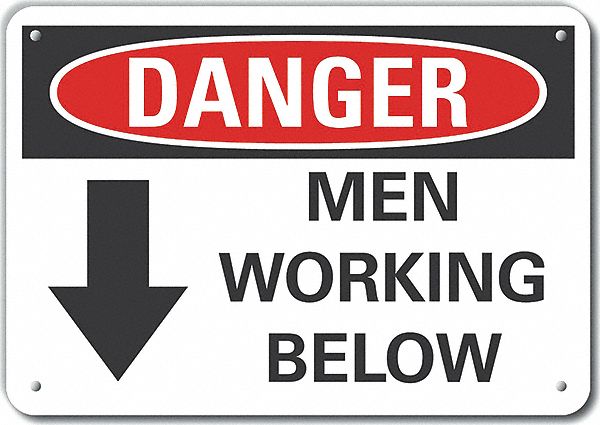 Reflective  Men Working Danger Sign: Aluminum, Mounting Holes Sign Mounting, Engineer Grade, Danger
