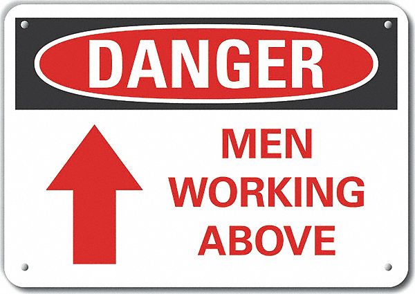 Reflective  Men Working Danger Sign: Aluminum, Mounting Holes Sign Mounting, Engineer Grade, Danger