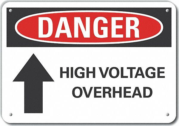 Reflective  High Voltage Danger Sign: Aluminum, Mounting Holes Sign Mounting, Engineer Grade, Danger