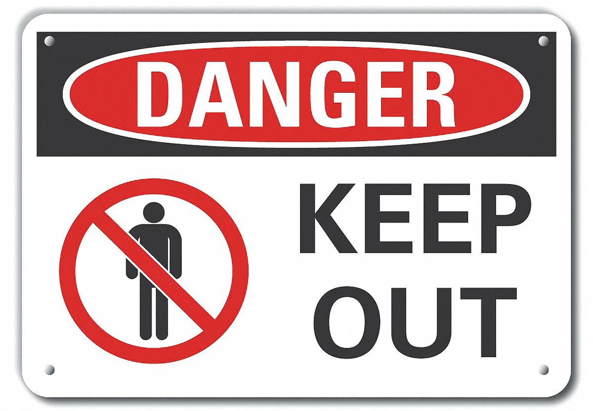 Reflective  Keep Out Danger Sign: Aluminum, Mounting Holes Sign Mounting, Engineer Grade, Keep Out