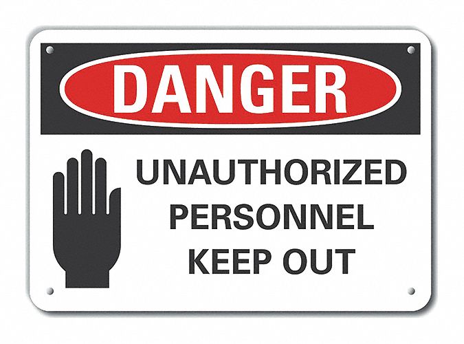 Reflective  Authorized Personnel Danger Sign: Aluminum, Mounting Holes Sign Mounting, Engineer Grade