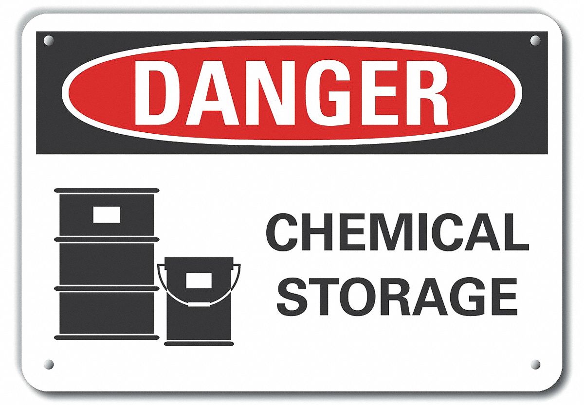 Aluminum, Mounting Holes Sign Mounting, Reflective Chemicals Danger ...