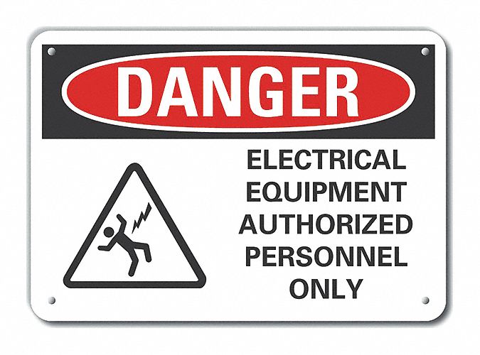 Reflective  Electrical Equipment Danger Sign: Aluminum, Mounting Holes Sign Mounting, Engineer Grade