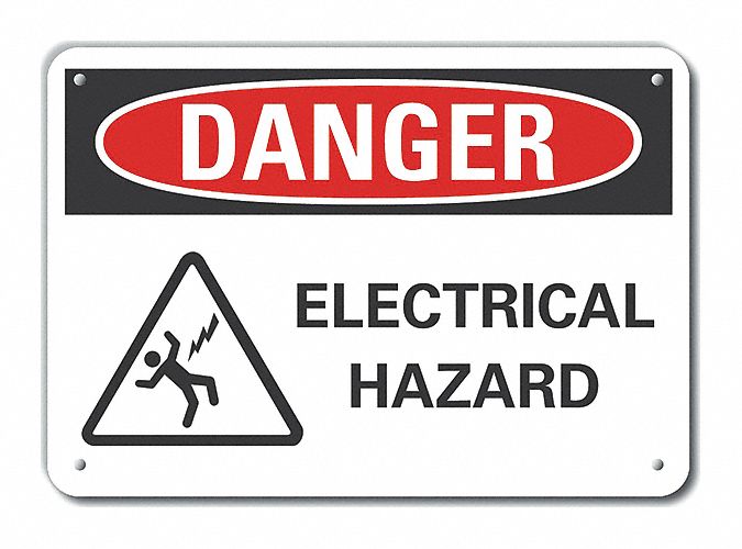 Reflective  Electrical Hazard Danger Sign: Aluminum, Mounting Holes Sign Mounting, Engineer Grade