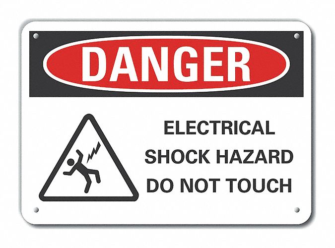 Reflective  Electrical Hazard Danger Sign: Aluminum, Mounting Holes Sign Mounting, Engineer Grade