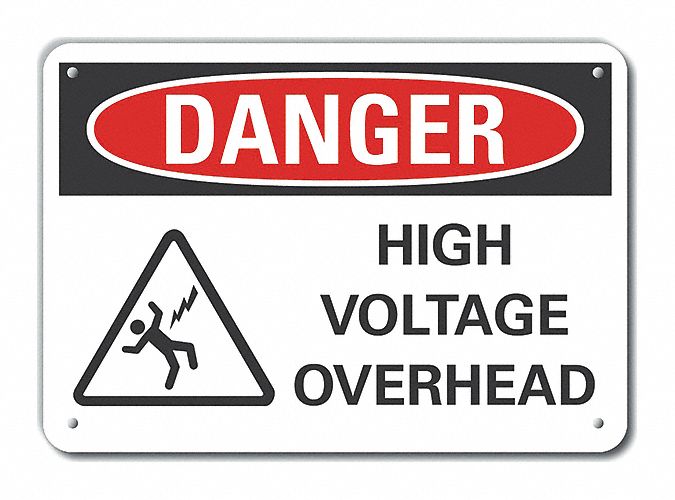 Reflective  High Voltage Danger Sign: Aluminum, Mounting Holes Sign Mounting, Engineer Grade, Danger
