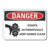 Danger: Starts Automatically Keep Hands Clear Signs