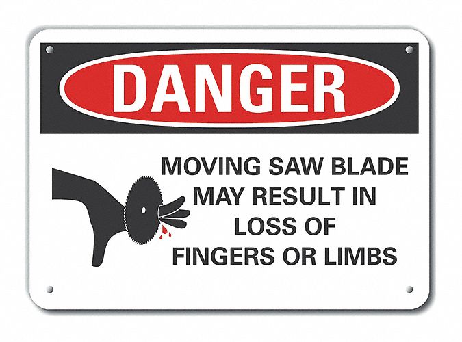 Reflective  Moving Machinery Danger Sign: Aluminum, Mounting Holes Sign Mounting, Engineer Grade