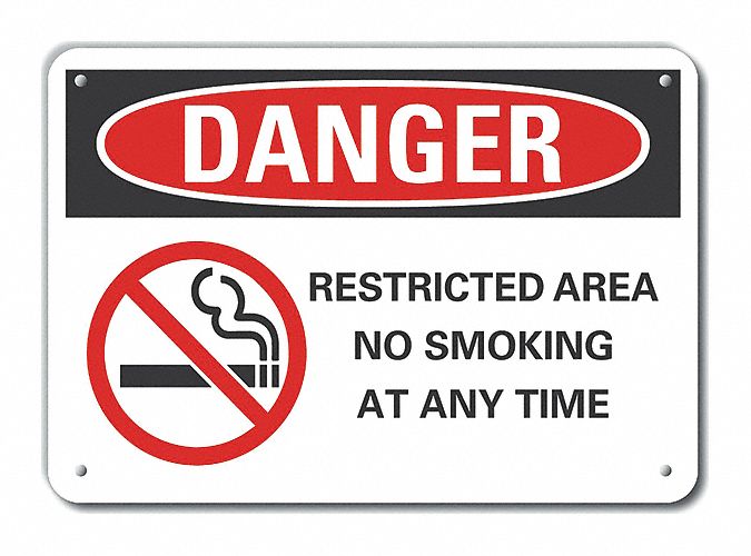 Reflective  No Smoking Danger Sign: Aluminum, Mounting Holes Sign Mounting, Engineer Grade