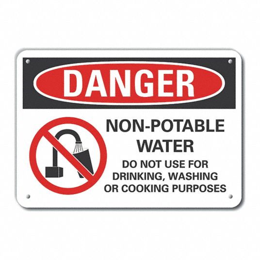 Lyle Reflective Potable Water Danger Sign, Sign Format Ansi Osha Format 