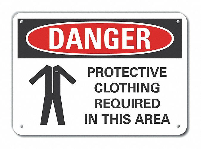 Reflective  Ppe  Danger Sign: Aluminum, Mounting Holes Sign Mounting, 7 in x 10 in Nominal Sign Size
