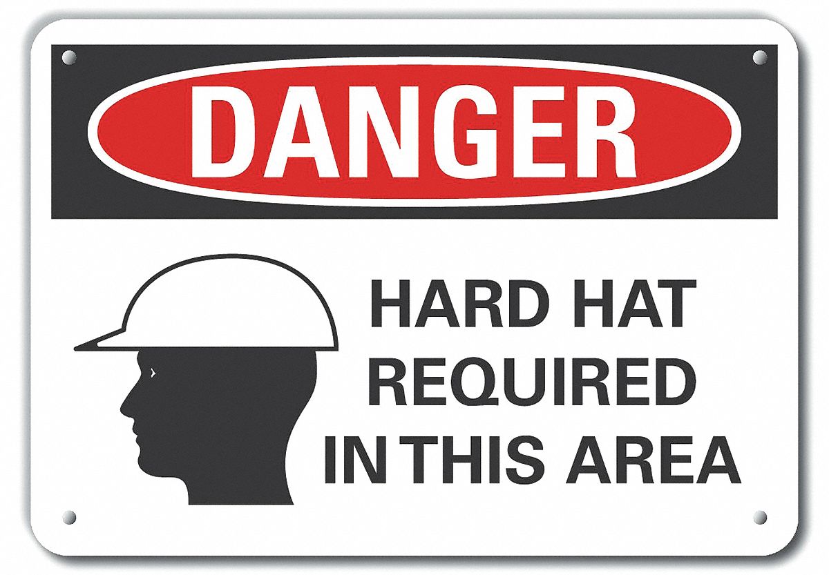 LYLE Reflective Hard Hat Danger Sign, Sign Format ANSI/OSHA Format ...